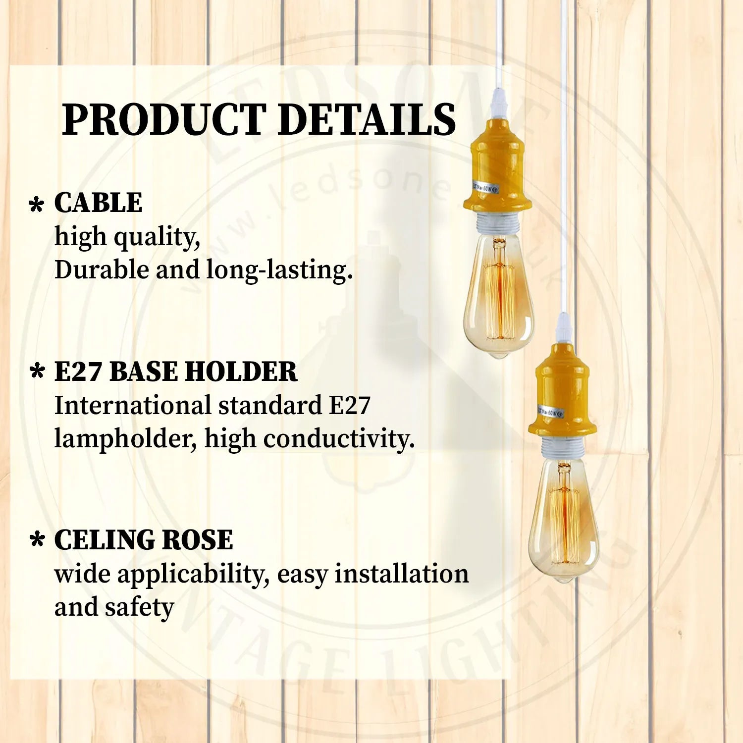 2 Pack Industrial Pendant Lights | E27 Ceiling Hanging Lights~4270