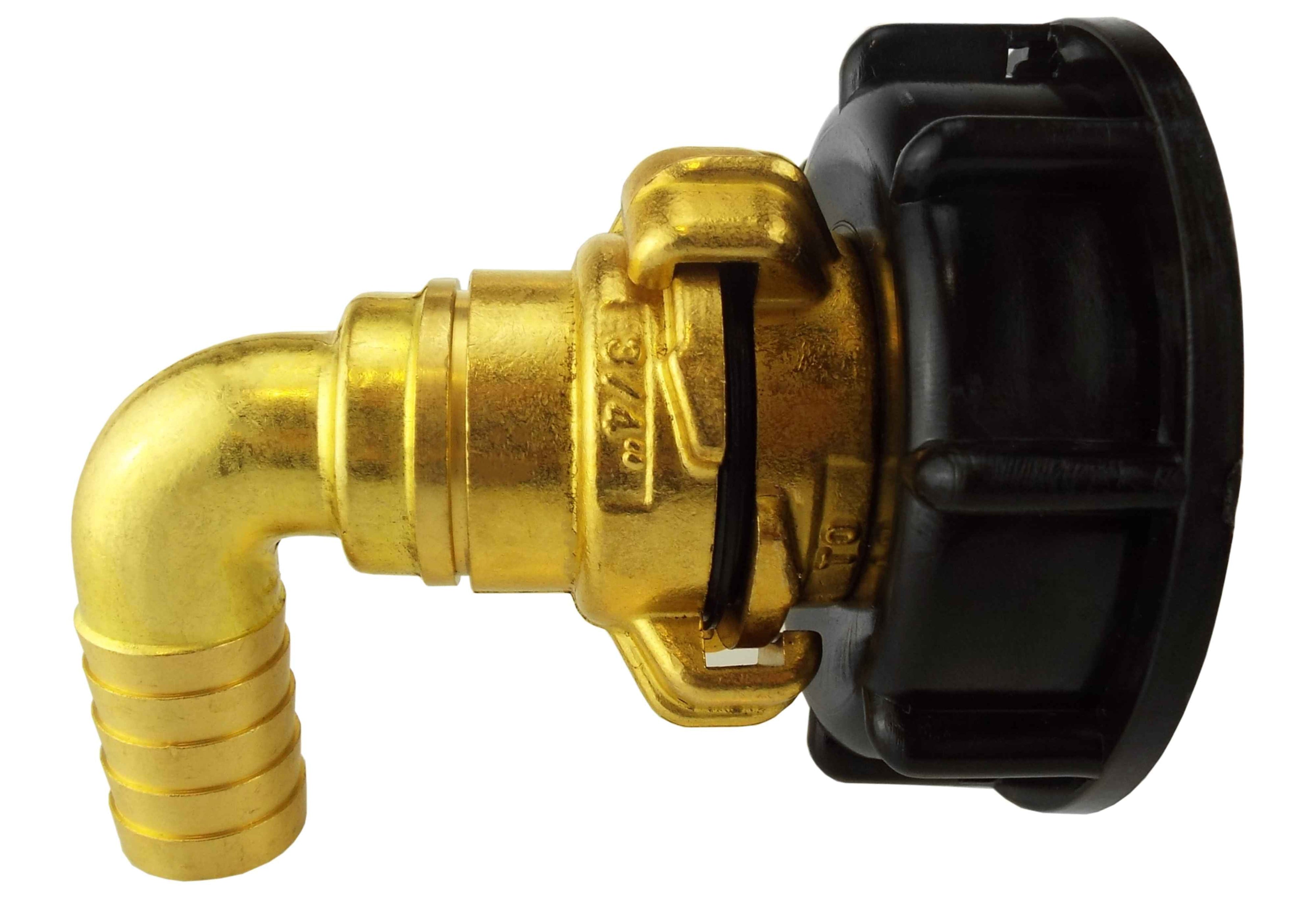 IBC 2 S60X6 Cap with Geka Type Fittings 19mm Barb Swivel Elbow Hose Pipe Fitting