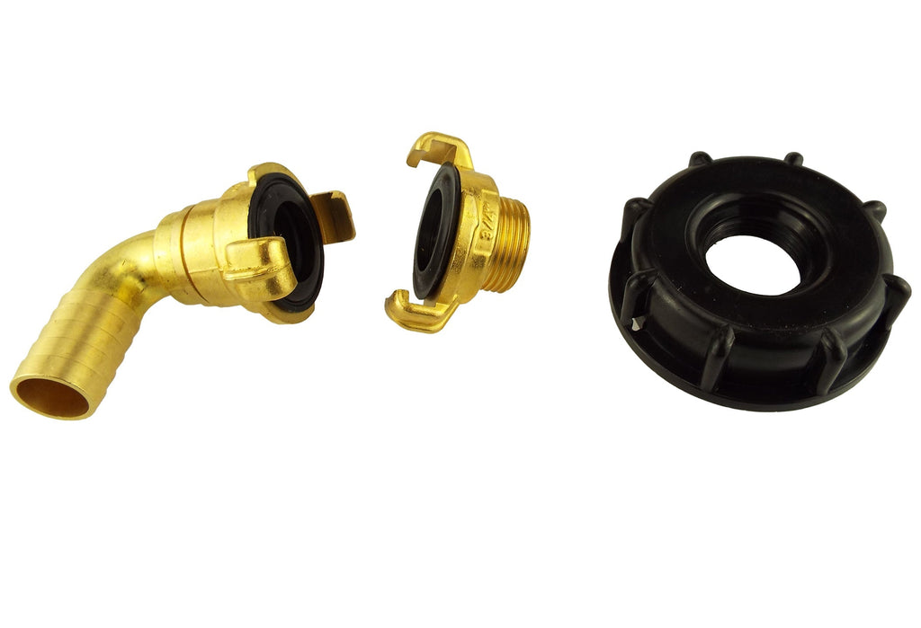 IBC 2 S60X6 Cap with Geka Type Fittings 19mm Barb Swivel Elbow Hose Pipe Fitting