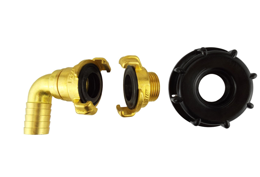 IBC 2 S60X6 Cap with Geka Type Fittings 19mm Barb Swivel Elbow Hose Pipe Fitting