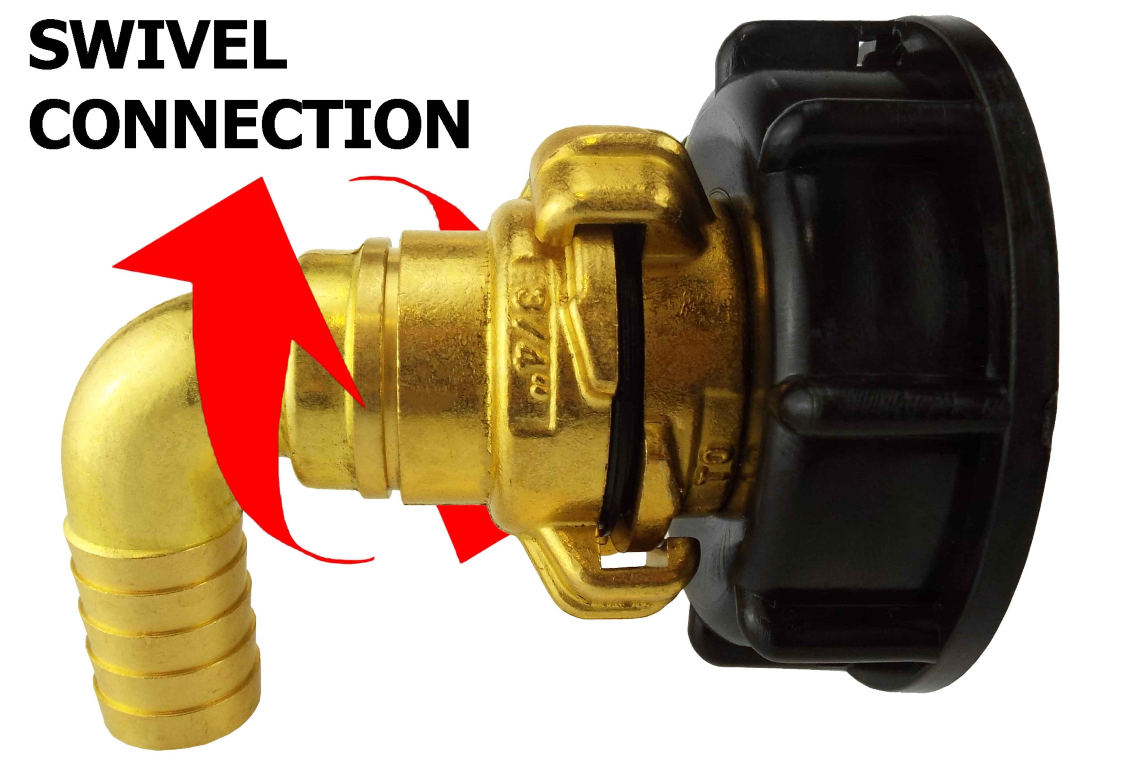 IBC 2 S60X6 Cap with Geka Type Fittings 19mm Barb Swivel Elbow Hose Pipe Fitting