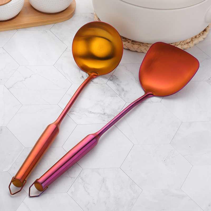 Long Handled Stainless Steel Spatula and Spoon Set