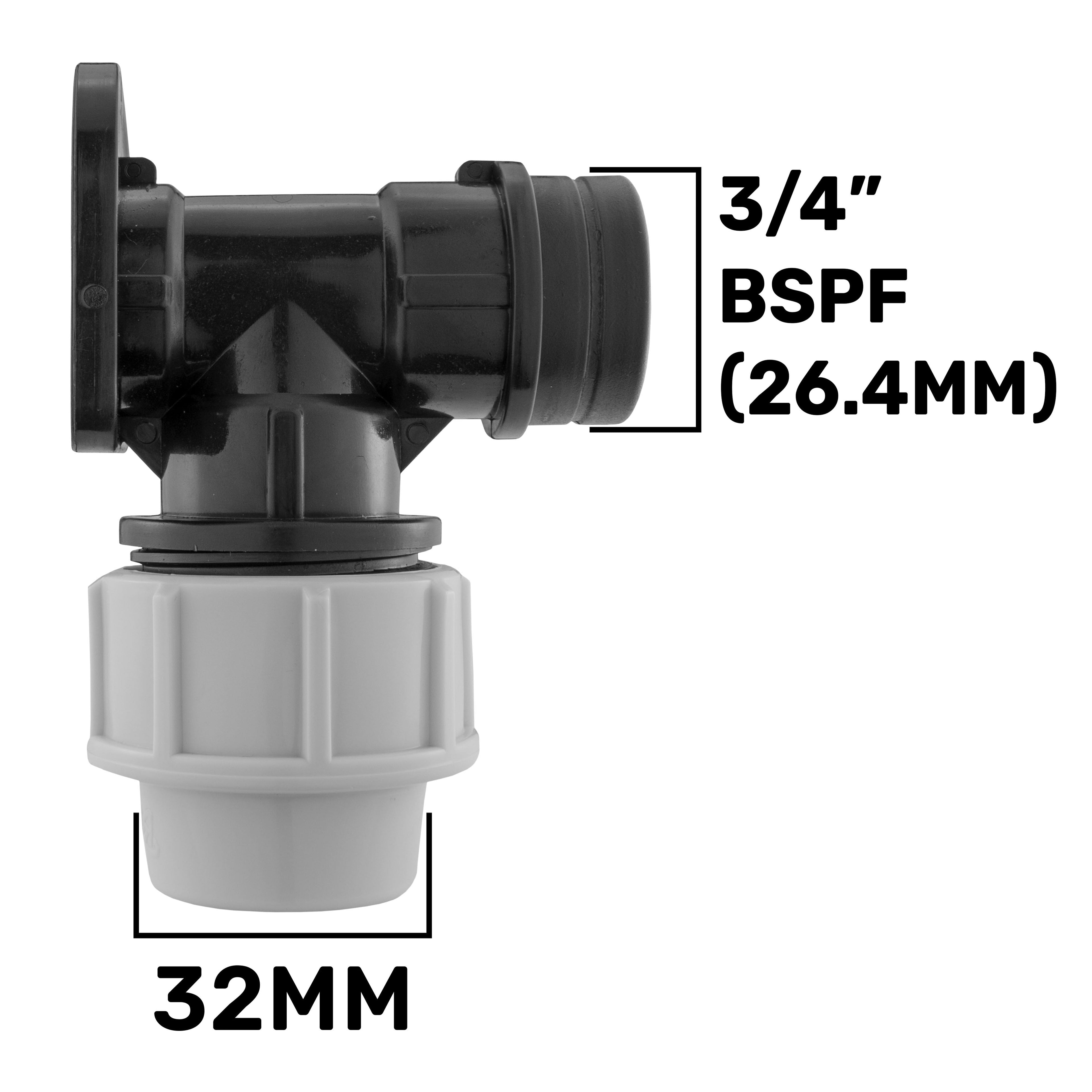 Wall Flange Kit 32mm MDPE + Quick Connector Male MDPE Pipe Connector Tap Adapter