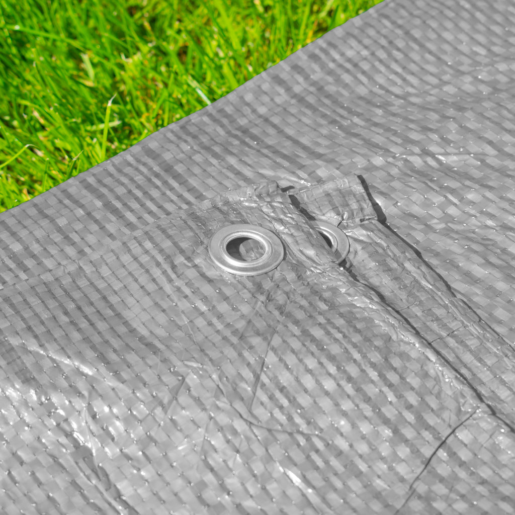 Grey S-Grade Tarpaulin with 10m of 6mm Bungee Rope and 10 x Slide Type Tarp Clips