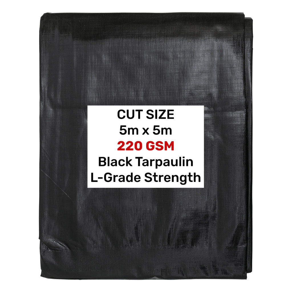 Black Silver L-Grade Tarpaulin 5m x 5m Heavy Duty Outdoor Sheet Waterproof Sheet