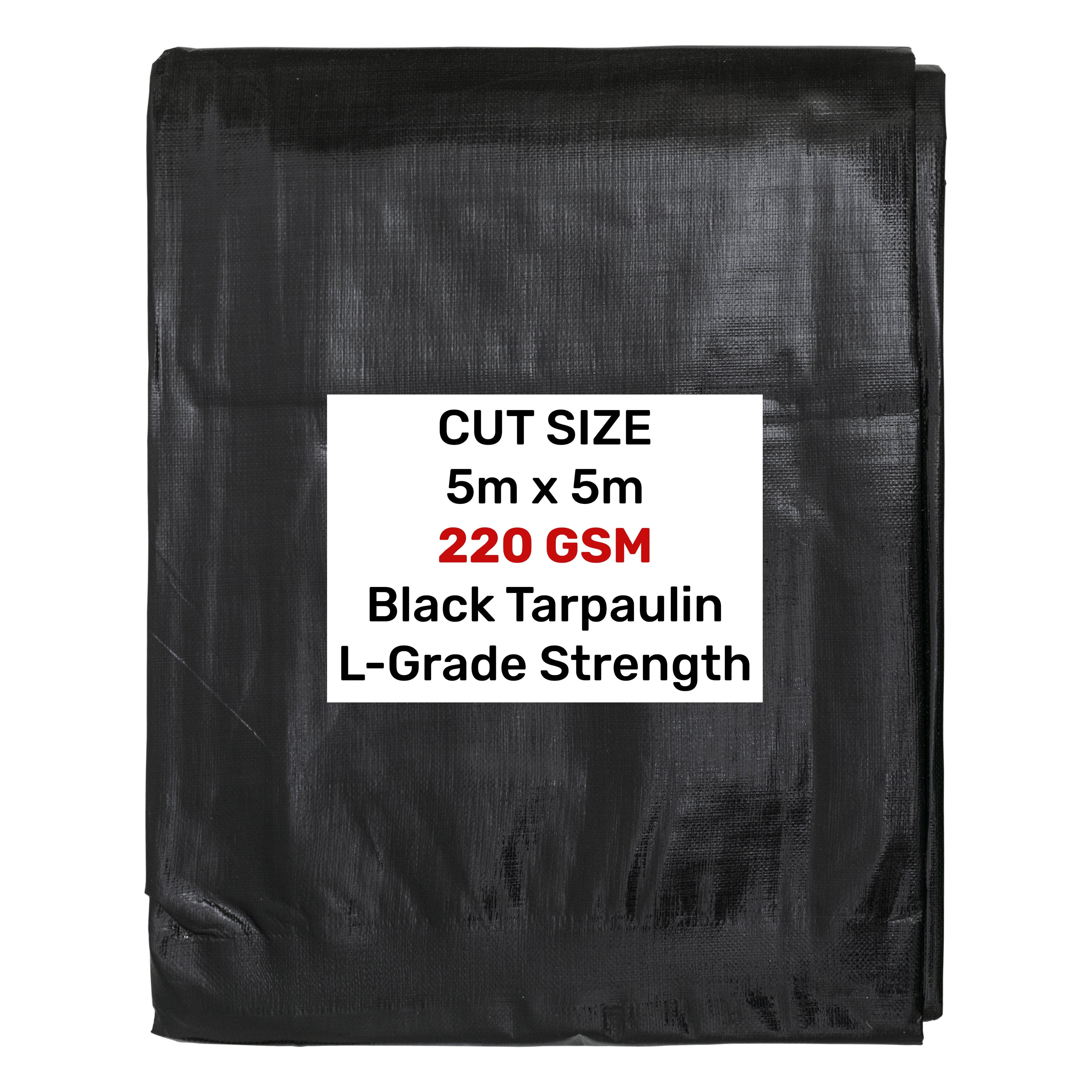 Black Silver L-Grade Tarpaulin 5m x 5m Heavy Duty Outdoor Sheet Waterproof Sheet