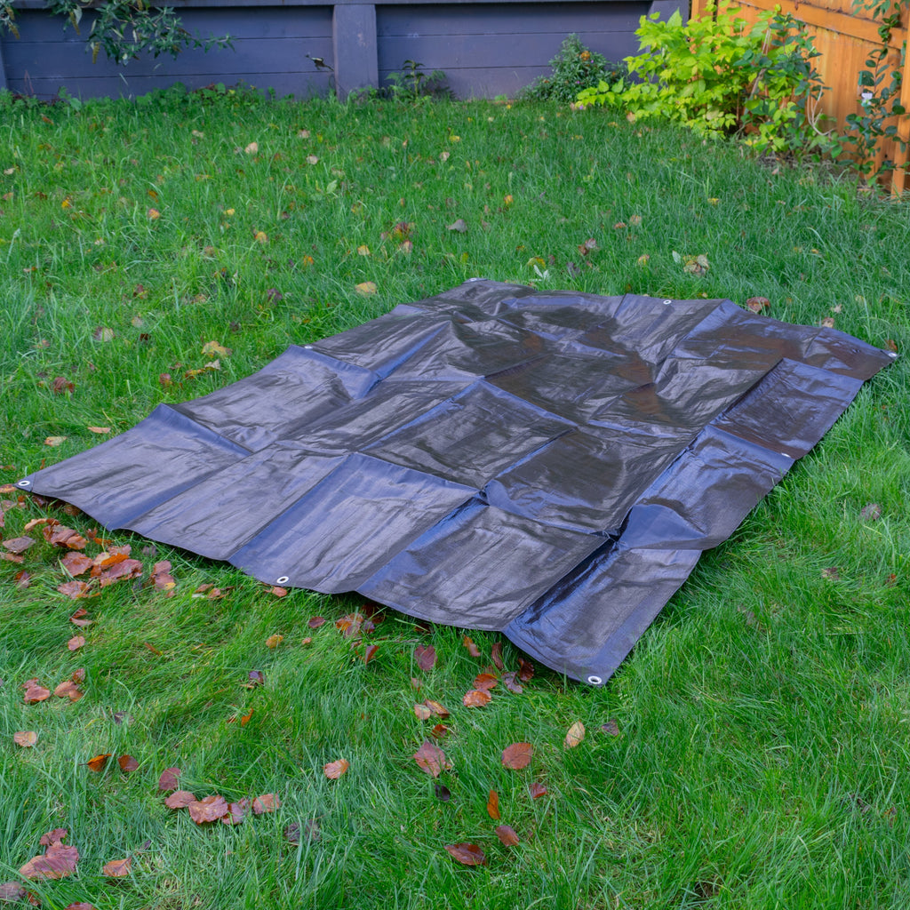Black Silver L-Grade Tarpaulin 5m x 5m Heavy Duty Outdoor Sheet Waterproof Sheet
