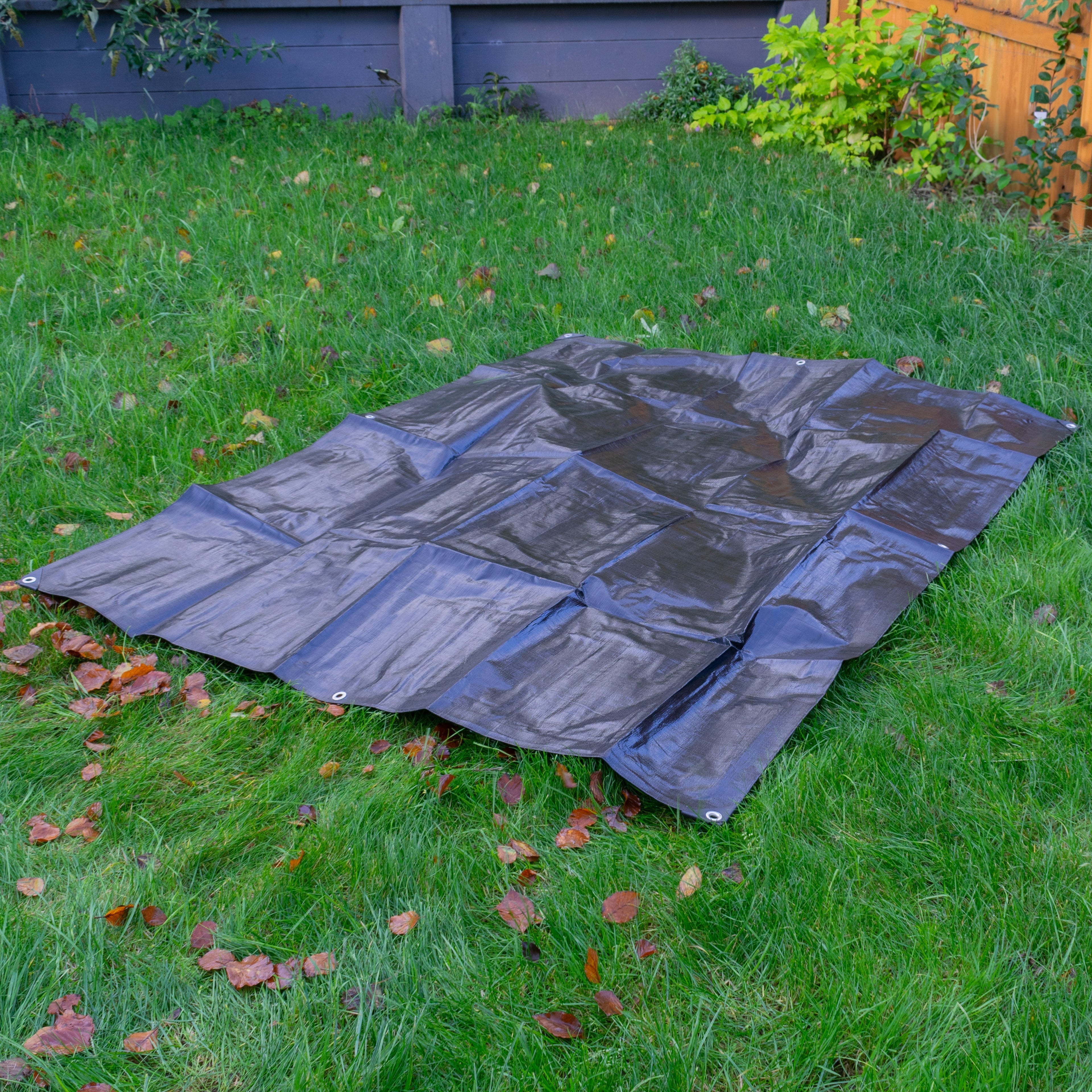 Black Silver L-Grade Tarpaulin 5m x 5m Heavy Duty Outdoor Sheet Waterproof Sheet