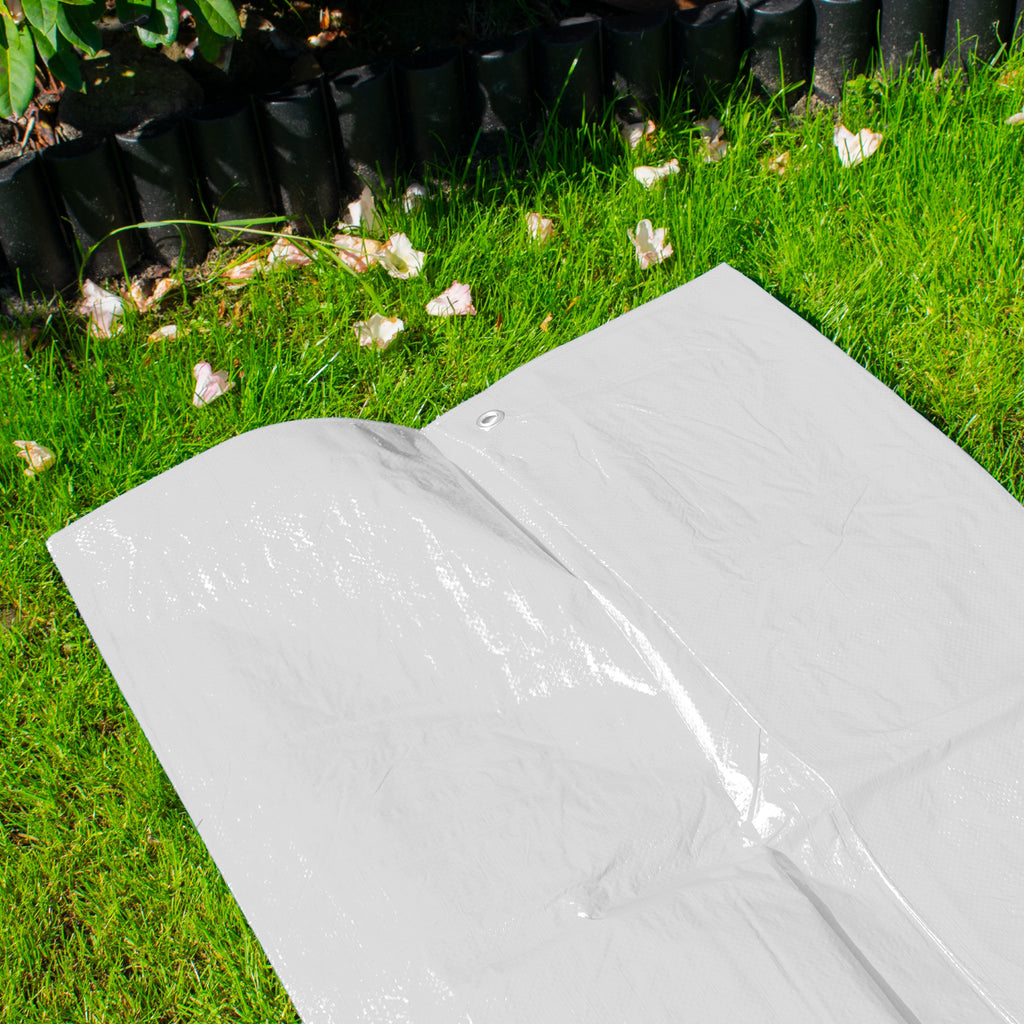 White M-Grade Tarpaulin 1.5m x 2m Waterproof Tarpaulin Cover Garden Ground Cover