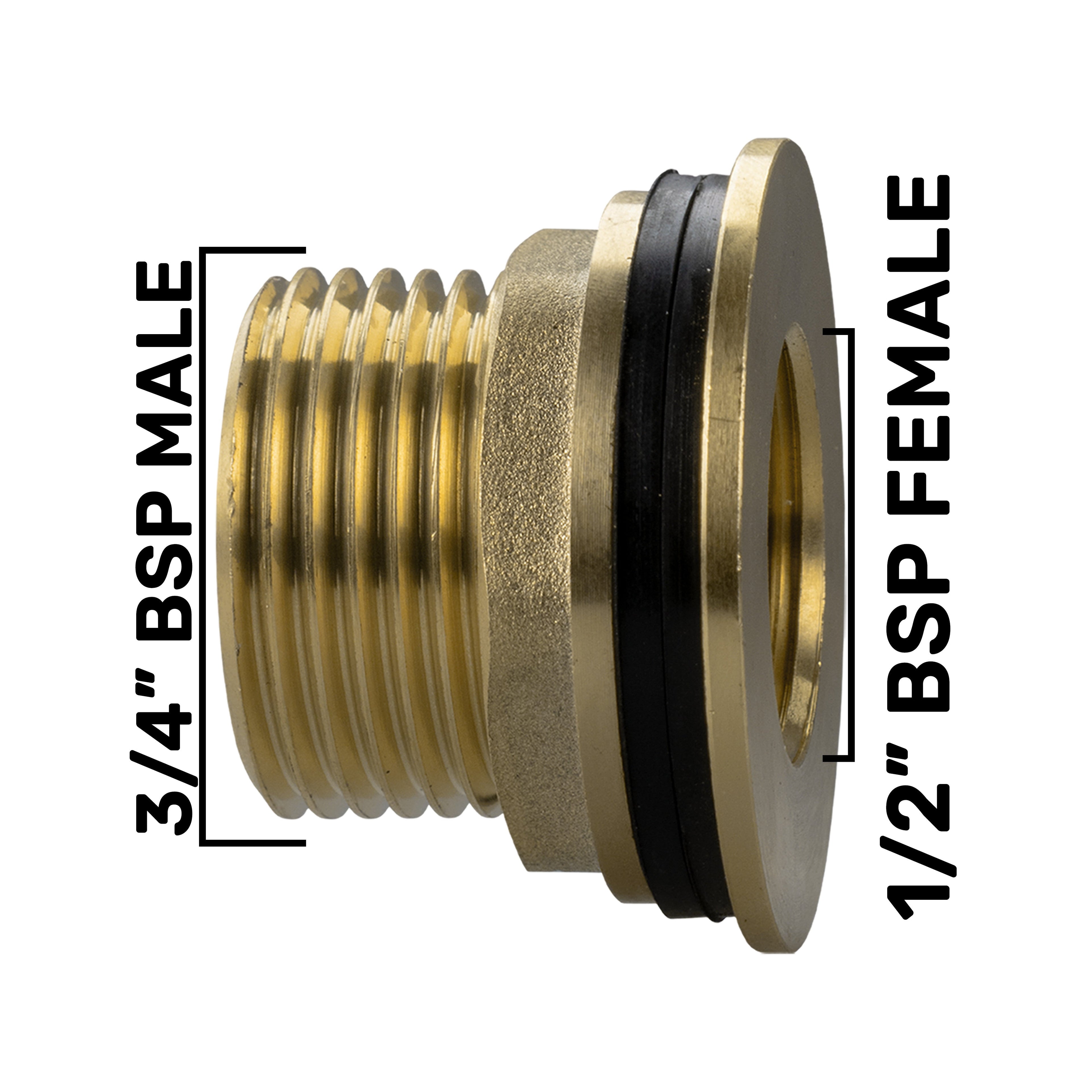 Water Butt Brass Kit 3/4in with Lever Tap Hose Barb and Side Lock Barb Connector