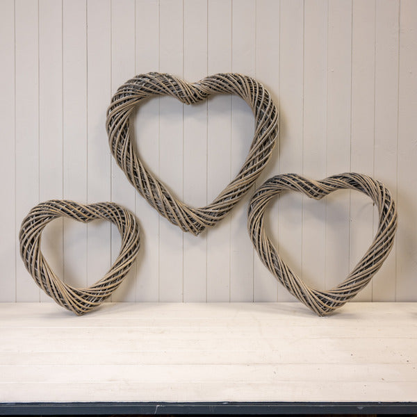 Grey Heart Thick Willow Wreath 50cm
